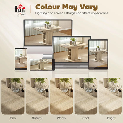 Extendable Dining Table, 43.3"-51.2", Natural Wood, 6 Shelves Dining Tables at Gallery Canada