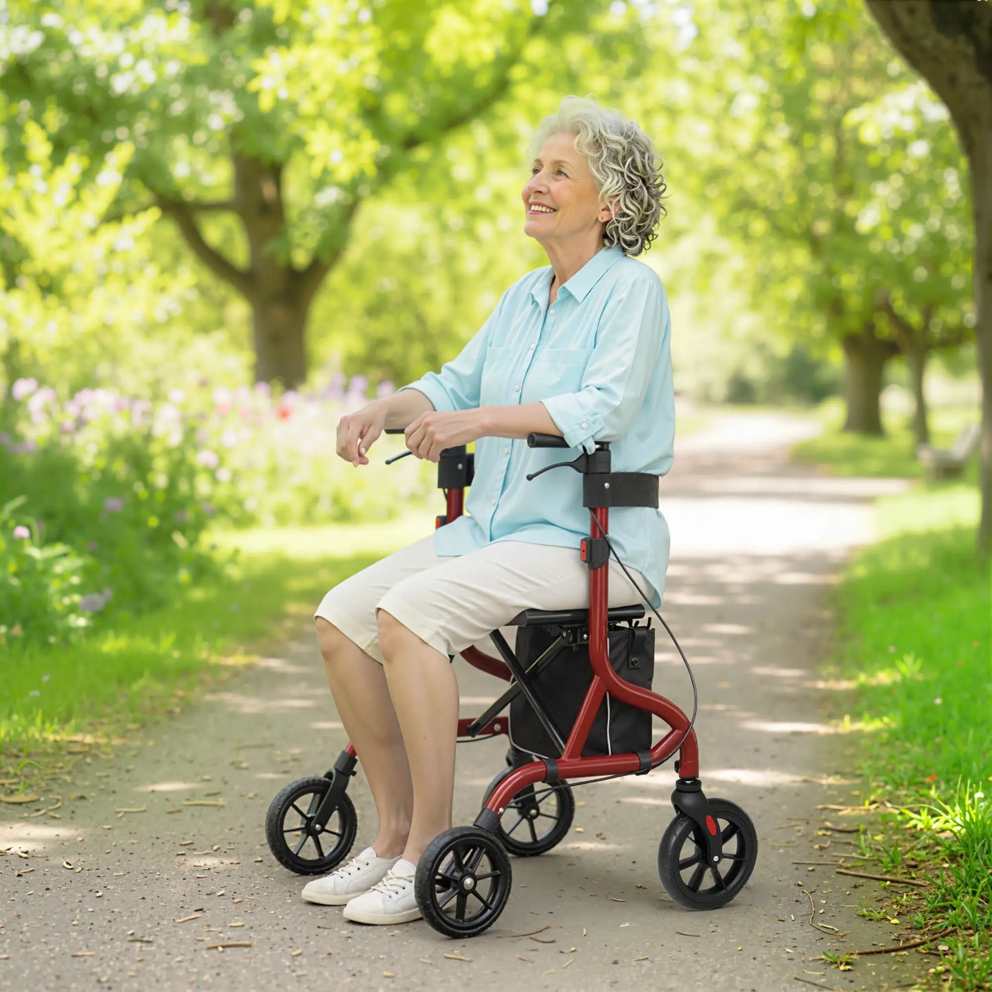 Foldable Rollator Walker With Seat, Adjustable Handles, Red Knee Walker & Wheelchair Ramps at Gallery Canada