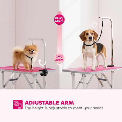 Foldable Pet Grooming Table, Adjustable Arm, Non-Slip, Pink Dog Grooming Tables at Gallery Canada