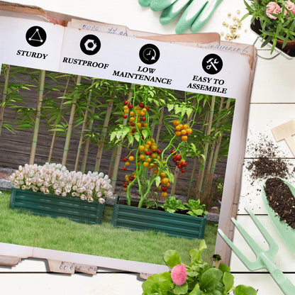 Galvanized Raised Garden Beds, Set of 2, Outdoor Planter Box, Green Galvanized Planter Boxes at Gallery Canada