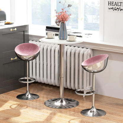 Round Bar Table, Adjustable Height, Faux Leather, Wooden Top, Chrome Base, White Bar Tables & Dining Tables at Gallery Canada