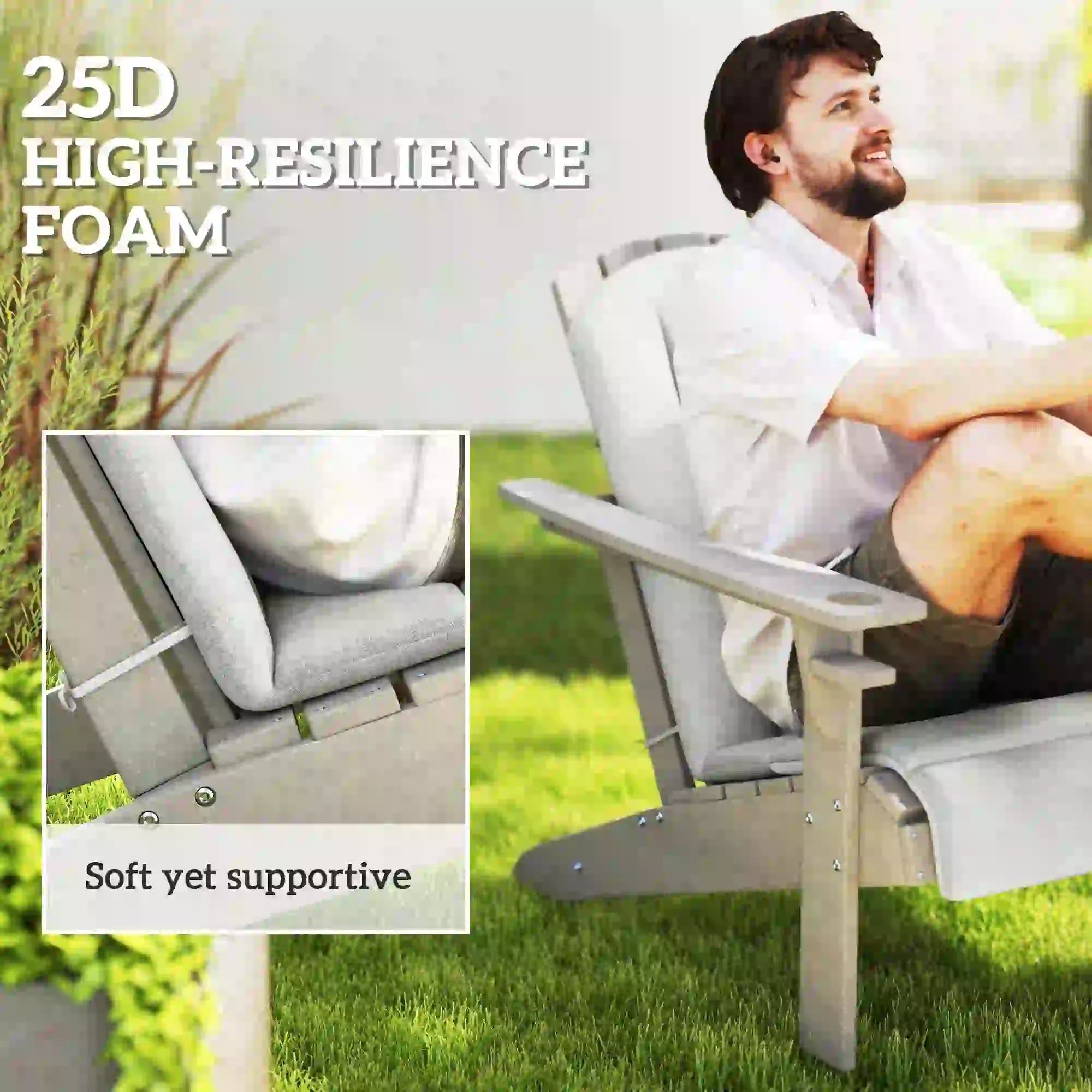 Set of 2 Patio Chair Cushions, High Back, High-Density Foam, Light Grey Patio Chair Cushions at Gallery Canada