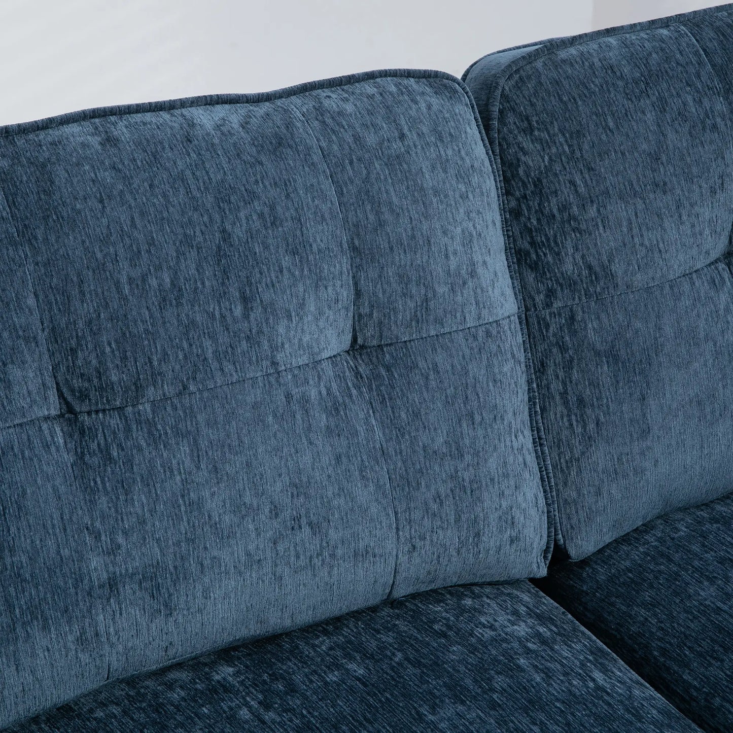 Modern Corner Couch, Right Chaise Lounge, Tufted 3-Seater Sofa, Wooden Legs, Navy Blue 3-Seater Sofas at Gallery Canada