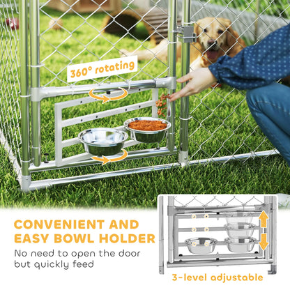 Outdoor Dog Run, Adjustable Bowls, Waterproof Cover, 19.7' x 7.5' x 7.5' Houses, Kennels & Pens at Gallery Canada