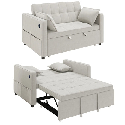 3-In-1 Convertible Sofa Bed, Pull Out Sleeper, Adjustable Backrest, Beige 2-Seater Sofas at Gallery Canada