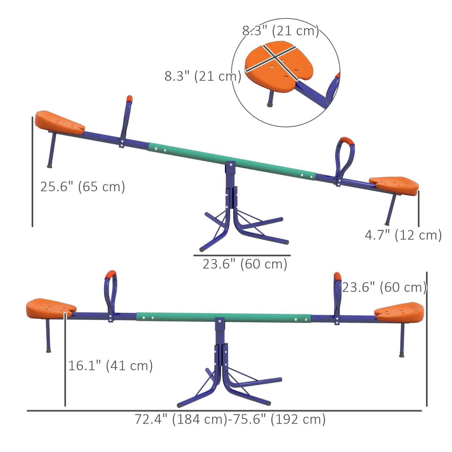 Kids Seesaw Swivel, 360 Degrees Rotating, Outdoor Playground Equipment, Multicoloured Gym Sets & Swings at Gallery Canada