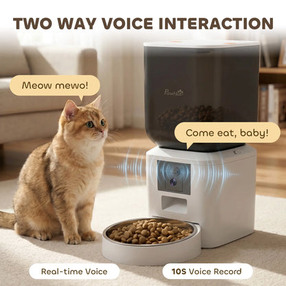 Distributeur automatique pour chat avec caméra, WiFi 2.4G, 8L, double alimentation