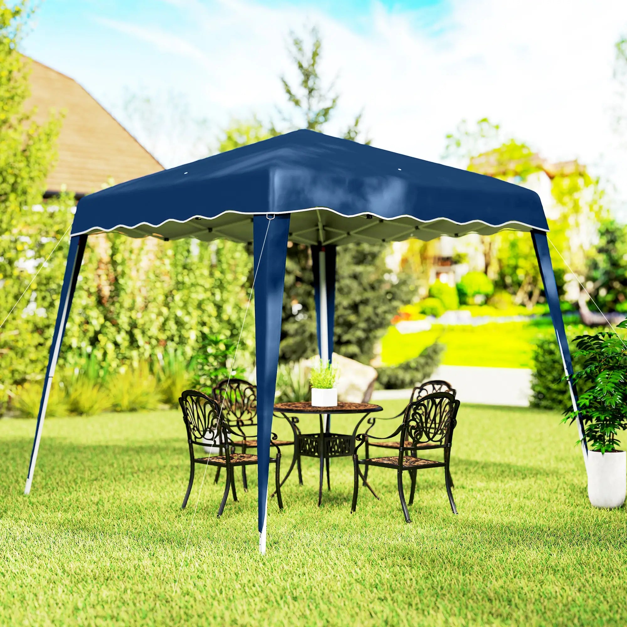 8' x 8' Pop Up Canopy, Outdoor Foldable Tent, Portable With Bag, Blue Pop Up Canopies at Gallery Canada