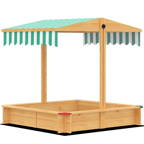 Wooden Sandbox With Cover, Outdoor For Kids, Light Brown