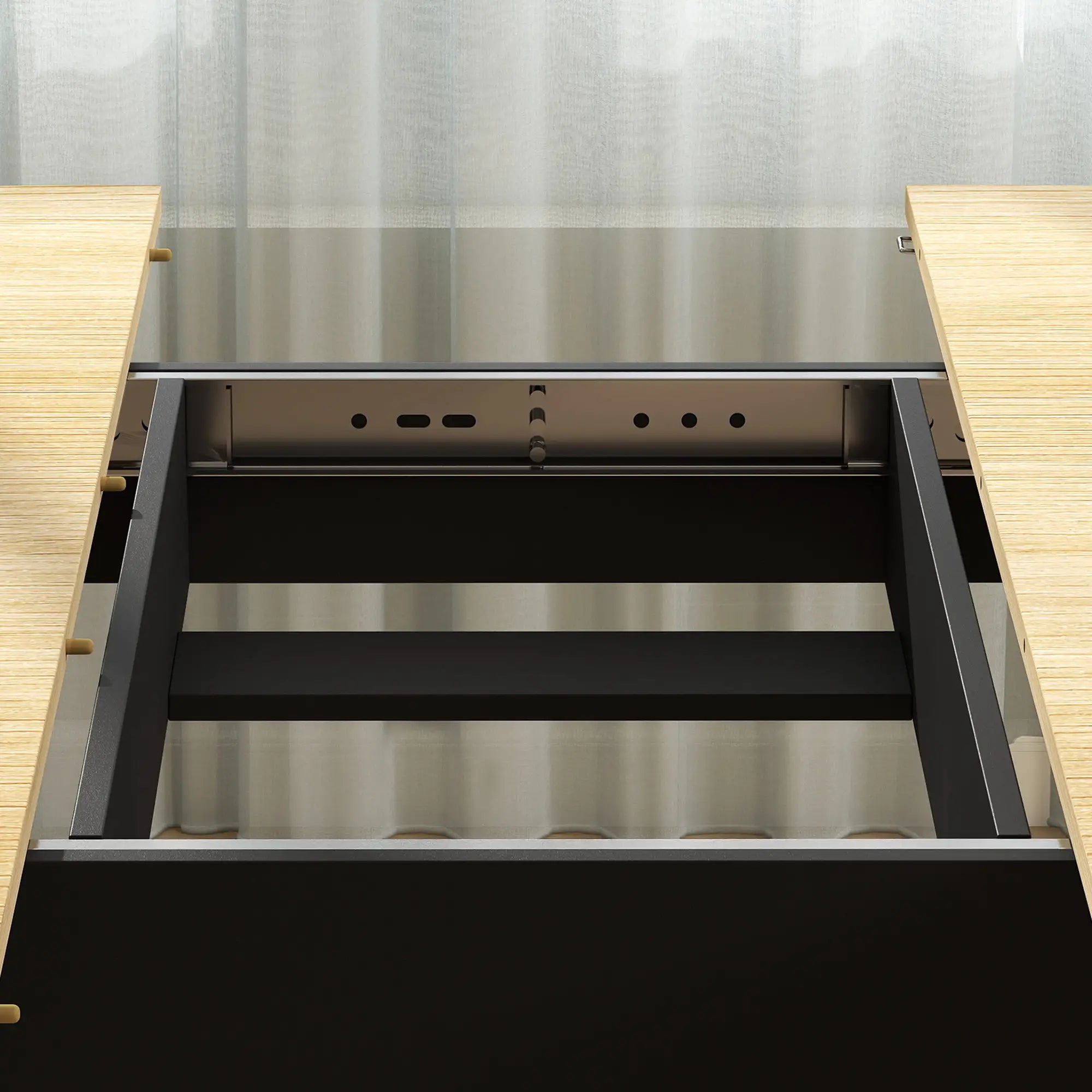 Extendable Round to Oval Dining Table, Oak Black, Black Dining Tables at Gallery Canada