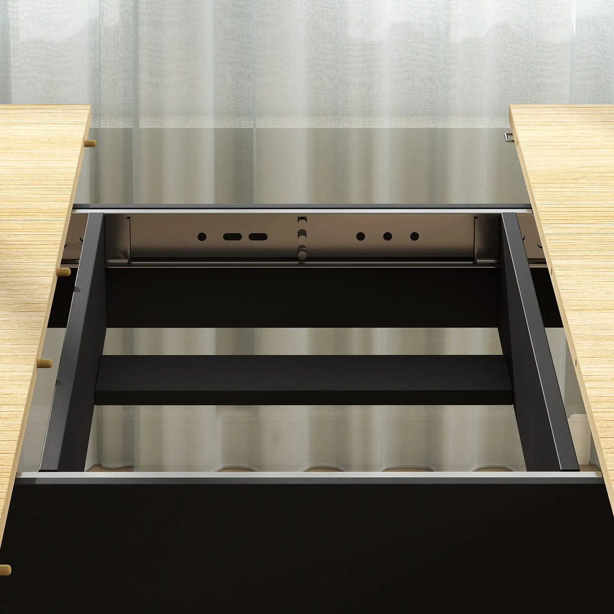 Extendable Round to Oval Dining Table, Oak Black, Black Dining Tables at Gallery Canada