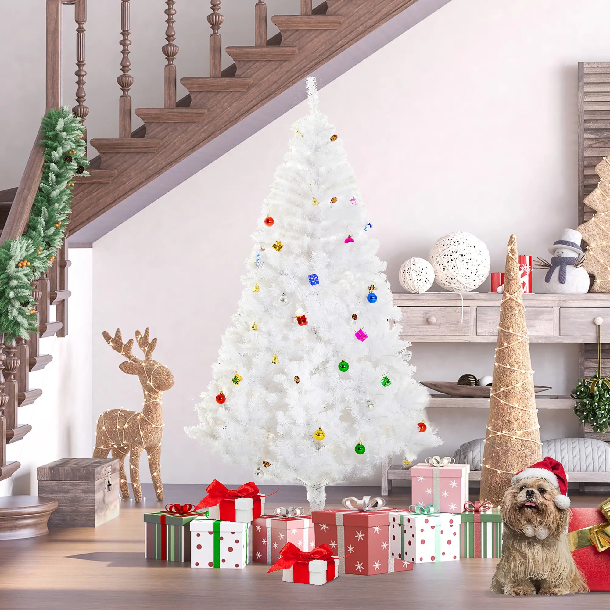5.9ft Artificial Christmas Tree, Holiday Decor, White White Christmas Trees at Gallery Canada
