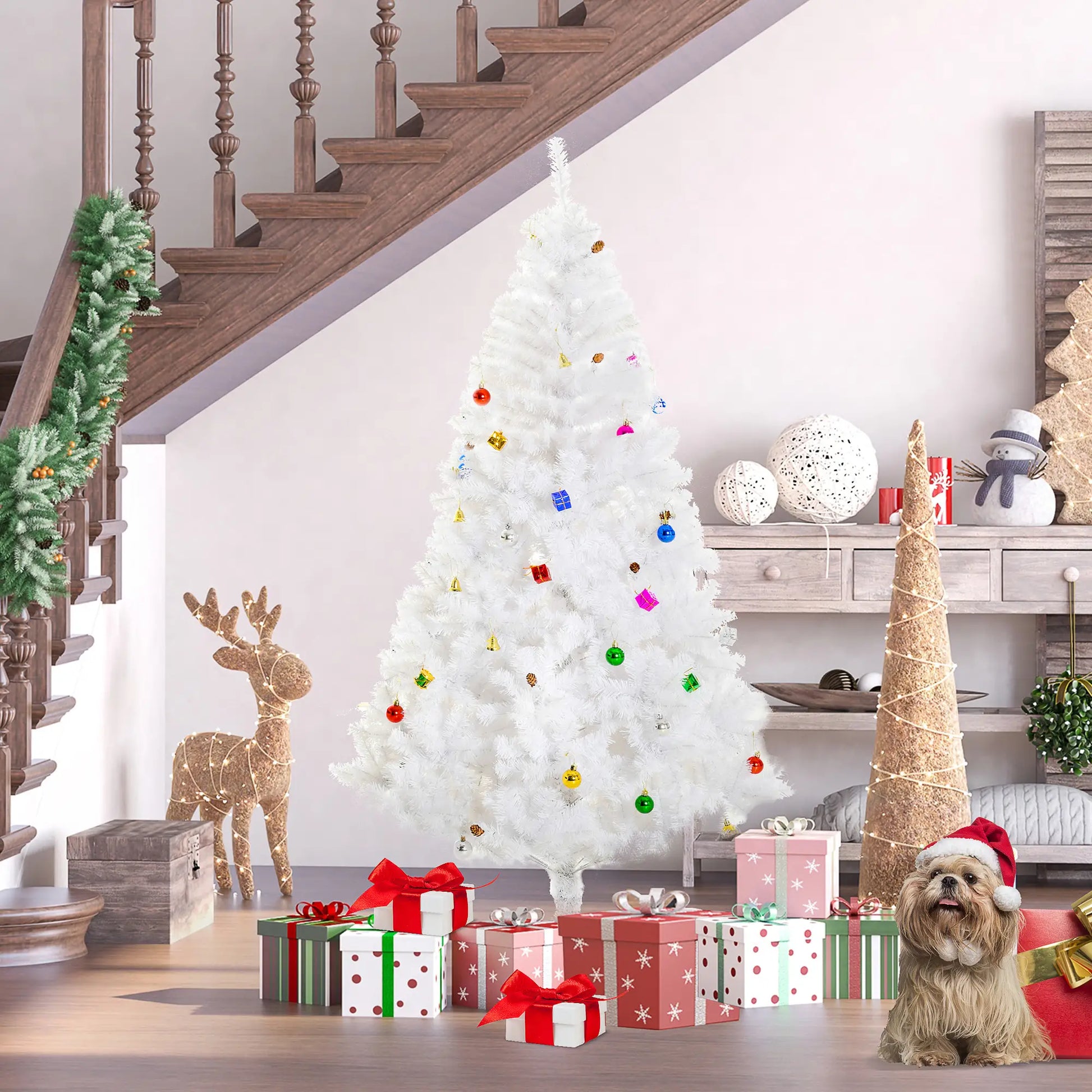 5.9ft Artificial Christmas Tree, Holiday Decor, White White Christmas Trees at Gallery Canada