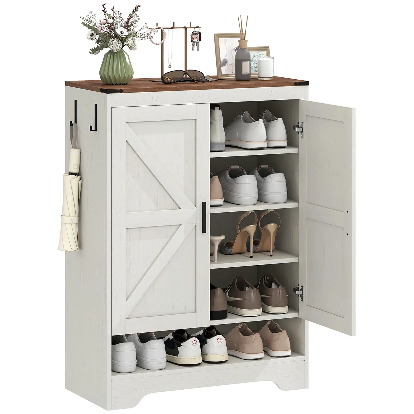 5-Tier Shoe Storage Cabinet, 15 Pairs, White Shoe Storage Cabinets & Racks at Gallery Canada