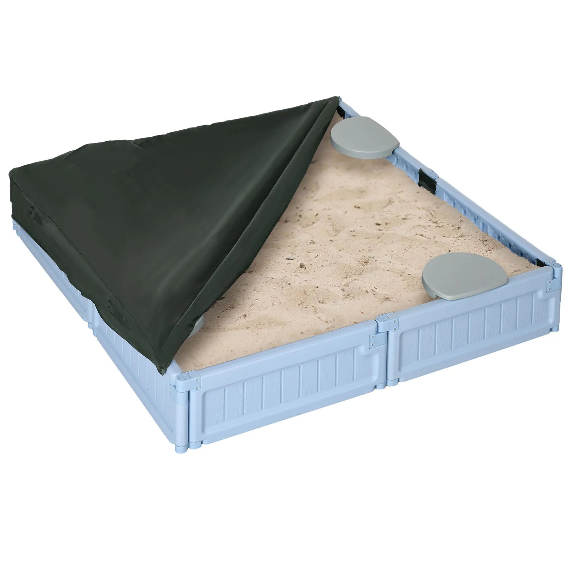 Kids Outdoor Sandbox with Canopy, Fabric Liner, Light Blue Sandboxes & Accessories at Gallery Canada