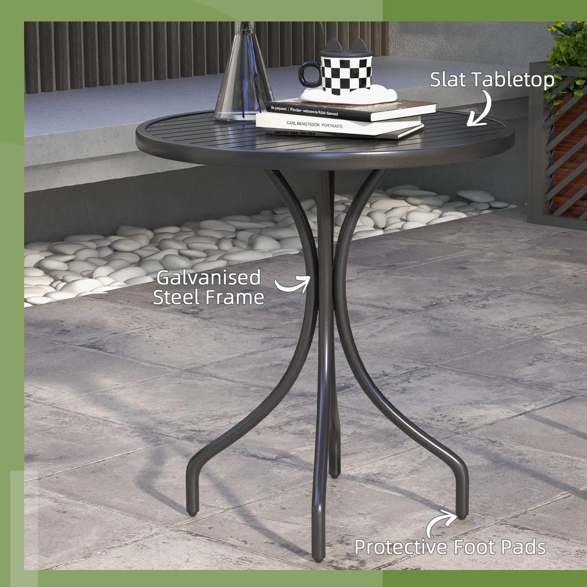 26" Round Patio Table Outdoor Side Table, Steel Frame, Black Patio Side Tables at Gallery Canada