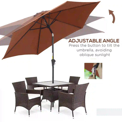 8.5FT Round Garden Parasol, 6 Ribs, Tilt Canopy, Crank Handle, Coffee Sun Umbrellas at Gallery Canada