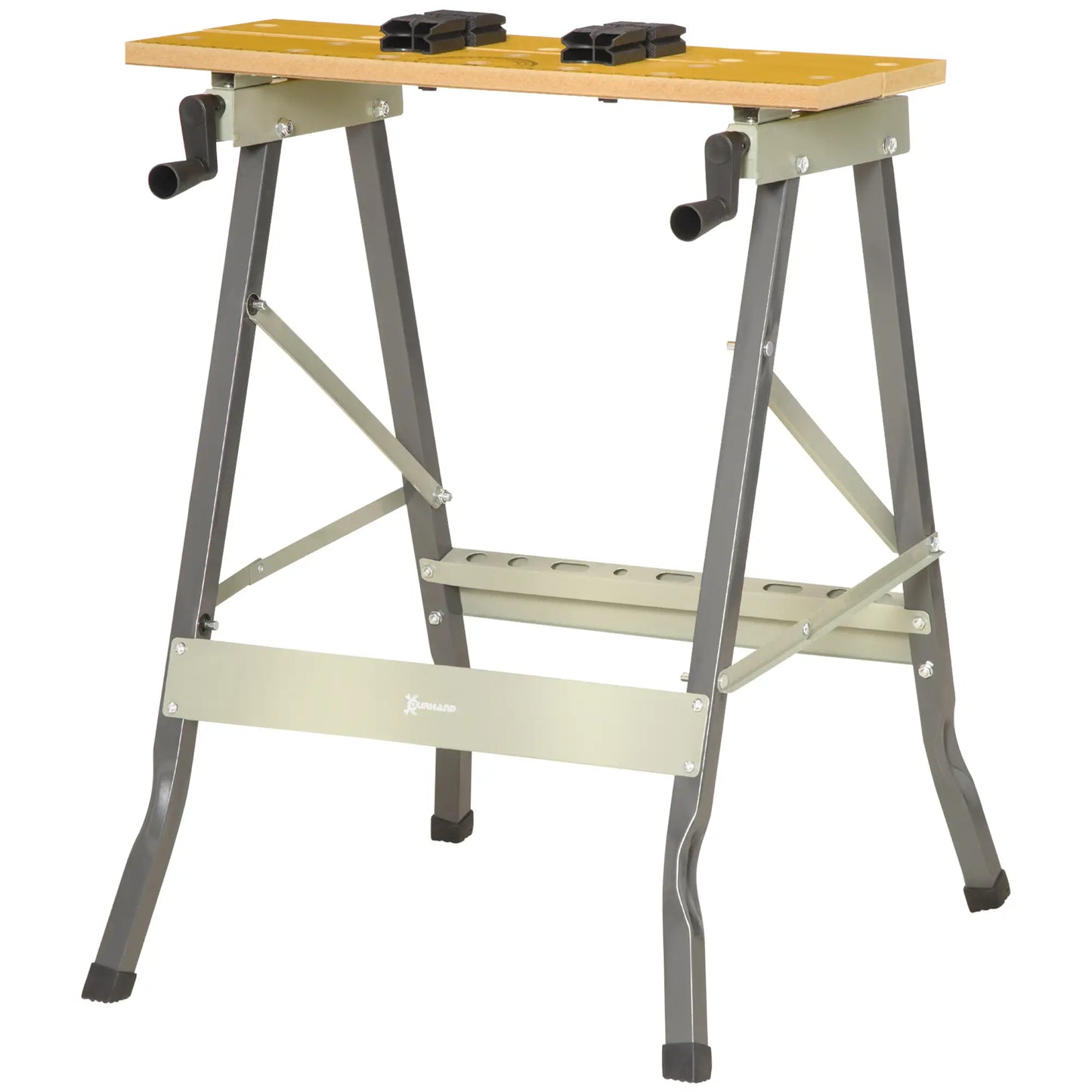 Foldable Work Bench w/ 4 Adjustable Clamps, Carpenter Saw Table Tool Organizers Natural Wood, Black and Grey at Gallery Canada