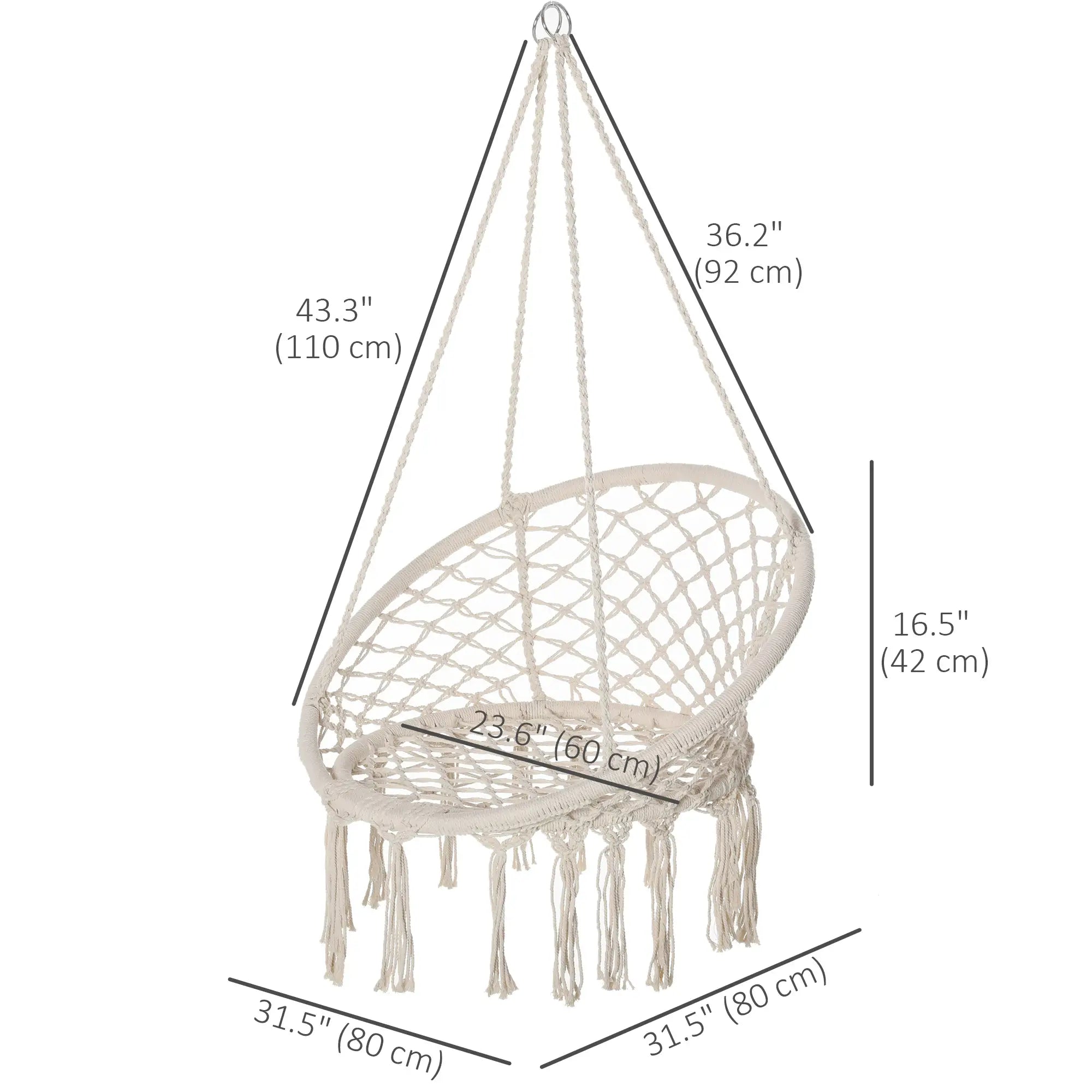 Patio Hanging Rope Hammock Swing Chair With Backrest, Cream White Hammock Swings at Gallery Canada