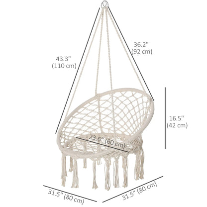 Patio Hanging Rope Hammock Swing Chair With Backrest, Cream White Hammock Swings at Gallery Canada