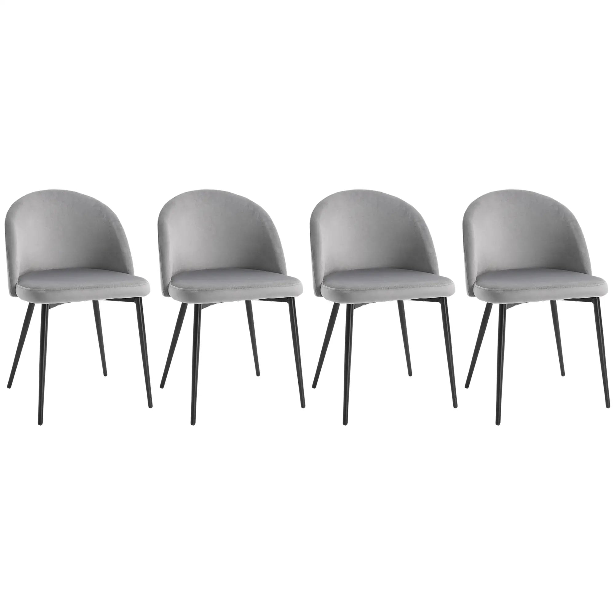 Modern Dining Chairs, Set of 4, Mid-Back Velvet Upholstery, Grey Dining Chairs at Gallery Canada