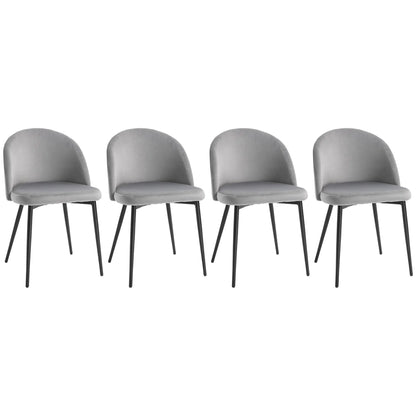 Modern Dining Chairs, Set of 4, Mid-Back Velvet Upholstery, Grey Dining Chairs at Gallery Canada