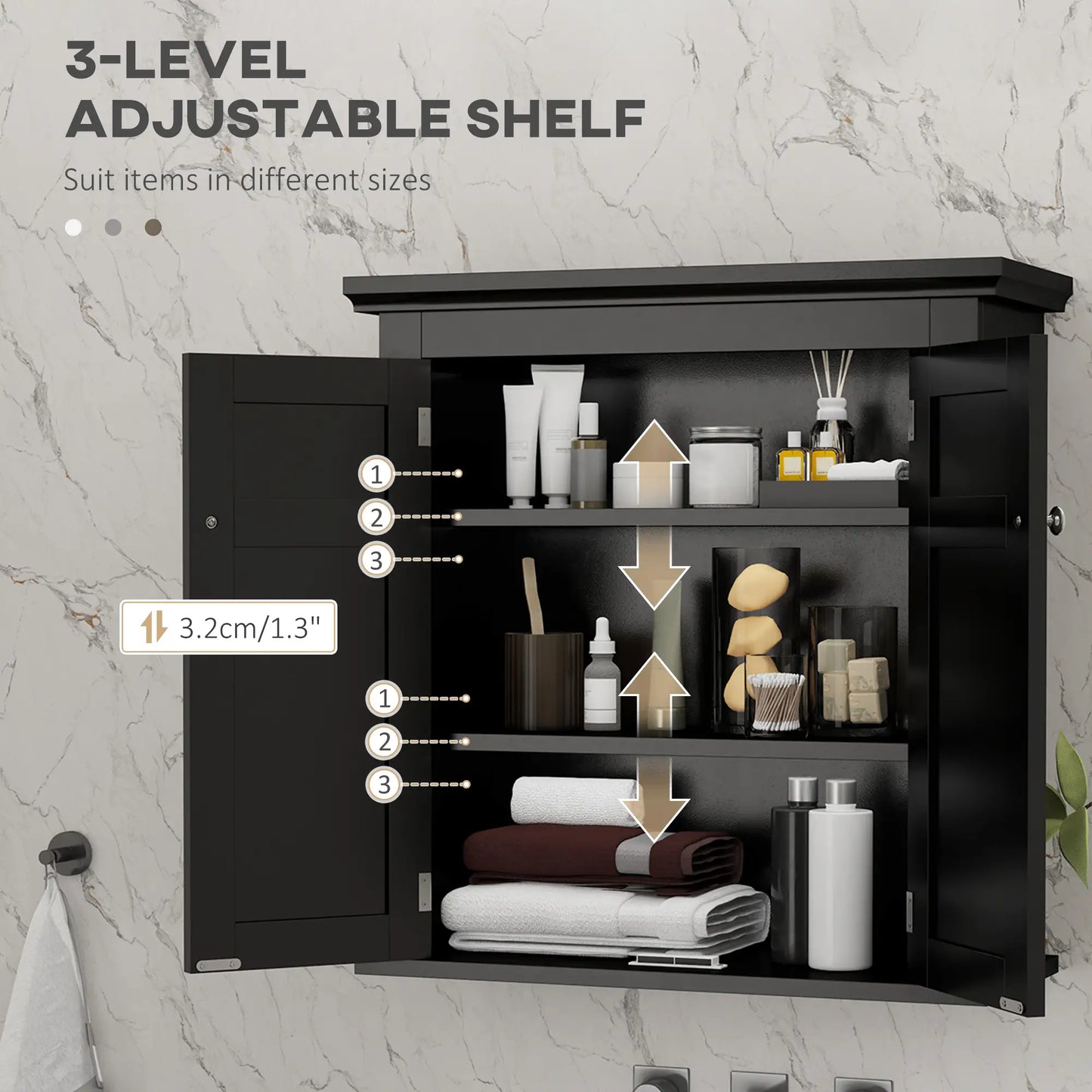 Bathroom Medicine Cabinet, Over Toilet Storage, Adjustable Shelves, Black Bathroom Cabinets at Gallery Canada