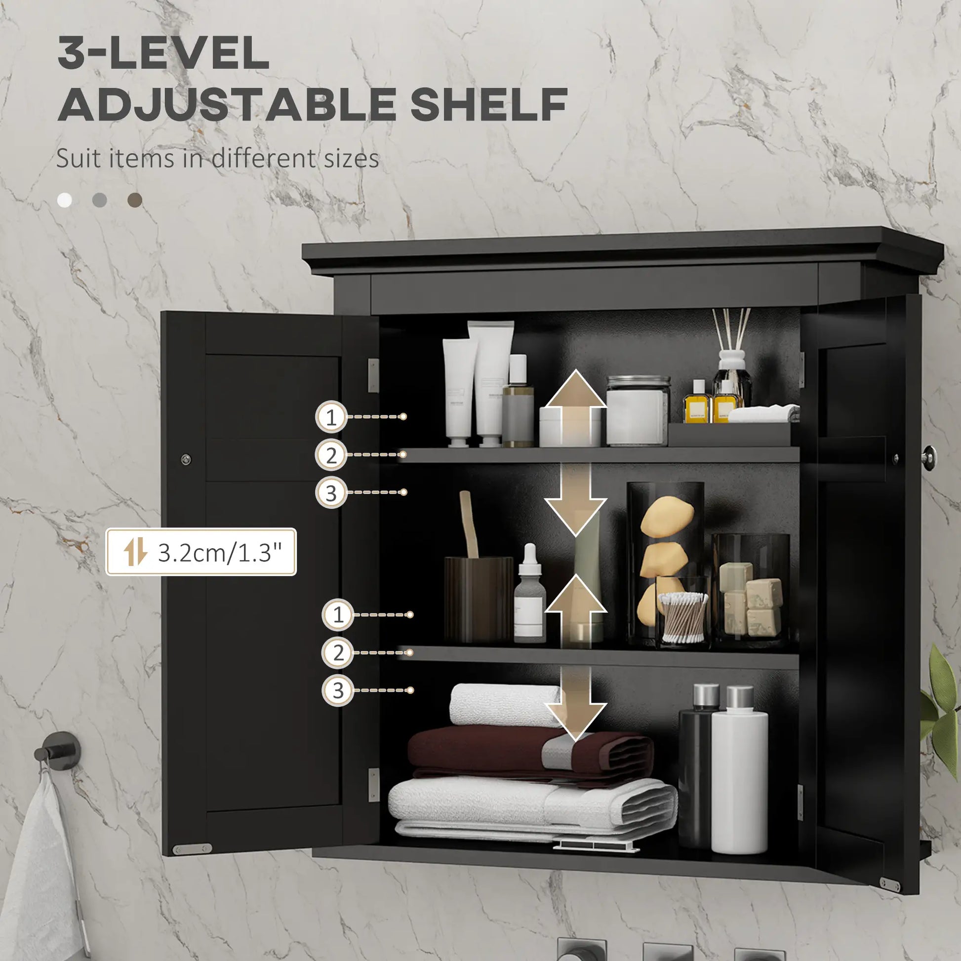 Bathroom Medicine Cabinet, Over Toilet Storage, Adjustable Shelves, Black Bathroom Cabinets at Gallery Canada