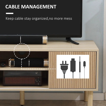 Modern TV Stand for 50" TVs, Cabinet with Storage Shelves, Natural TV Stands at Gallery Canada