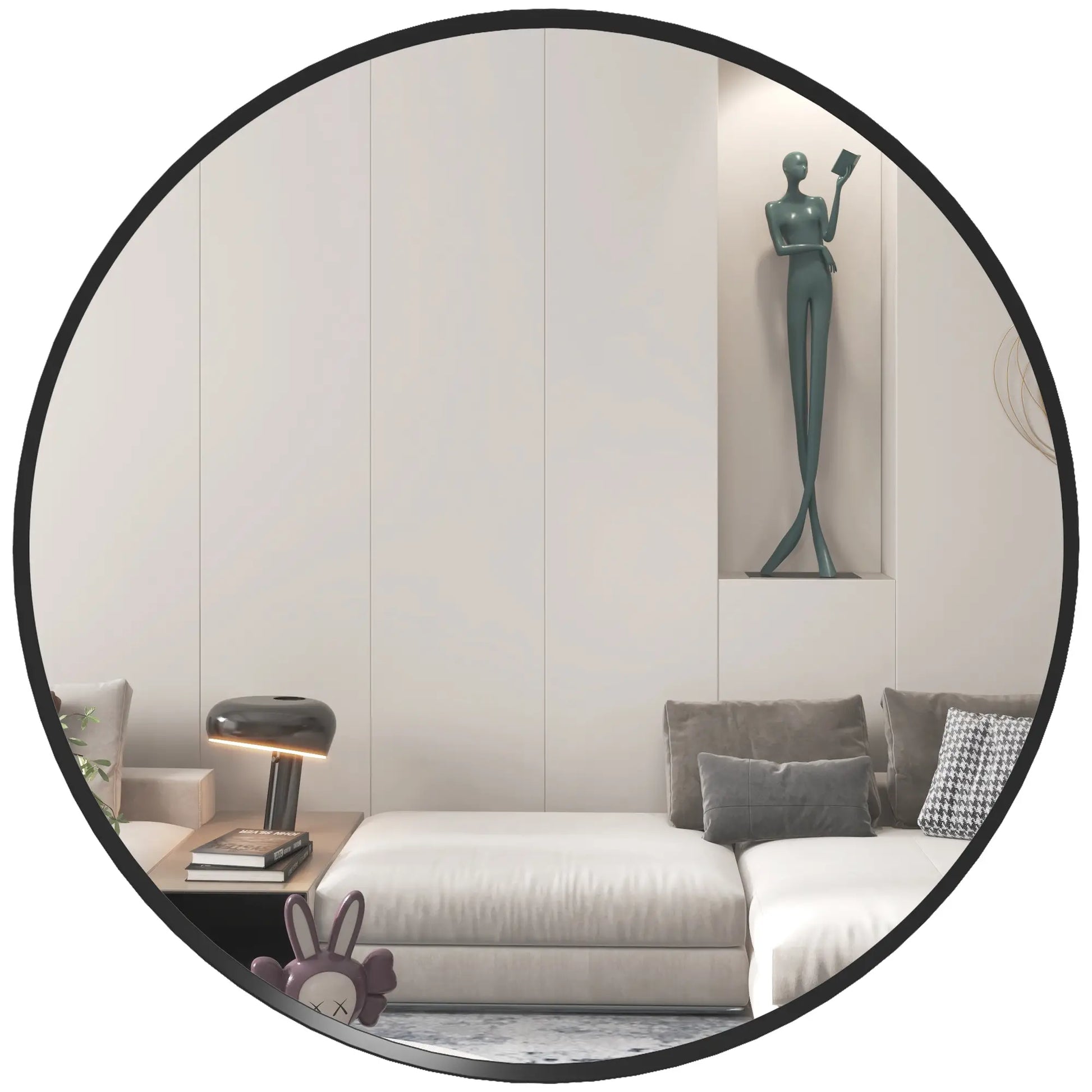 24" Round Wall Mirror, Modern Home Decor for Bedroom Living Room Bathroom, Black Wall Mirrors at Gallery Canada