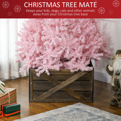 28" Farmhouse Christmas Tree Collar, Dark Distressed Wood Finish Christmas Trees at Gallery Canada