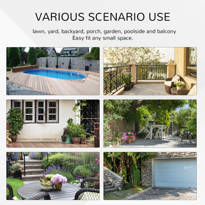 26.8" Folding Round Tempered Glass Table, Brown Rattan Edging, Brown Patio Side Tables at Gallery Canada