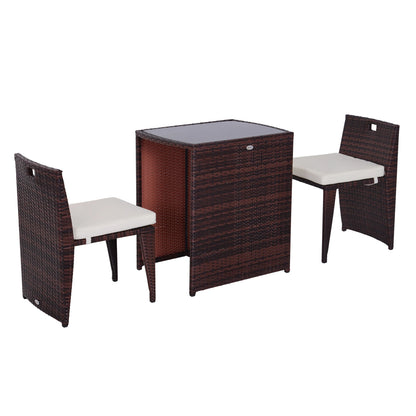 3-Piece Wicker Patio Dining Set, Removable Cushions, Glass Table, Cream White Outdoor Dining Sets Brown wicker with White Cushions at Gallery Canada