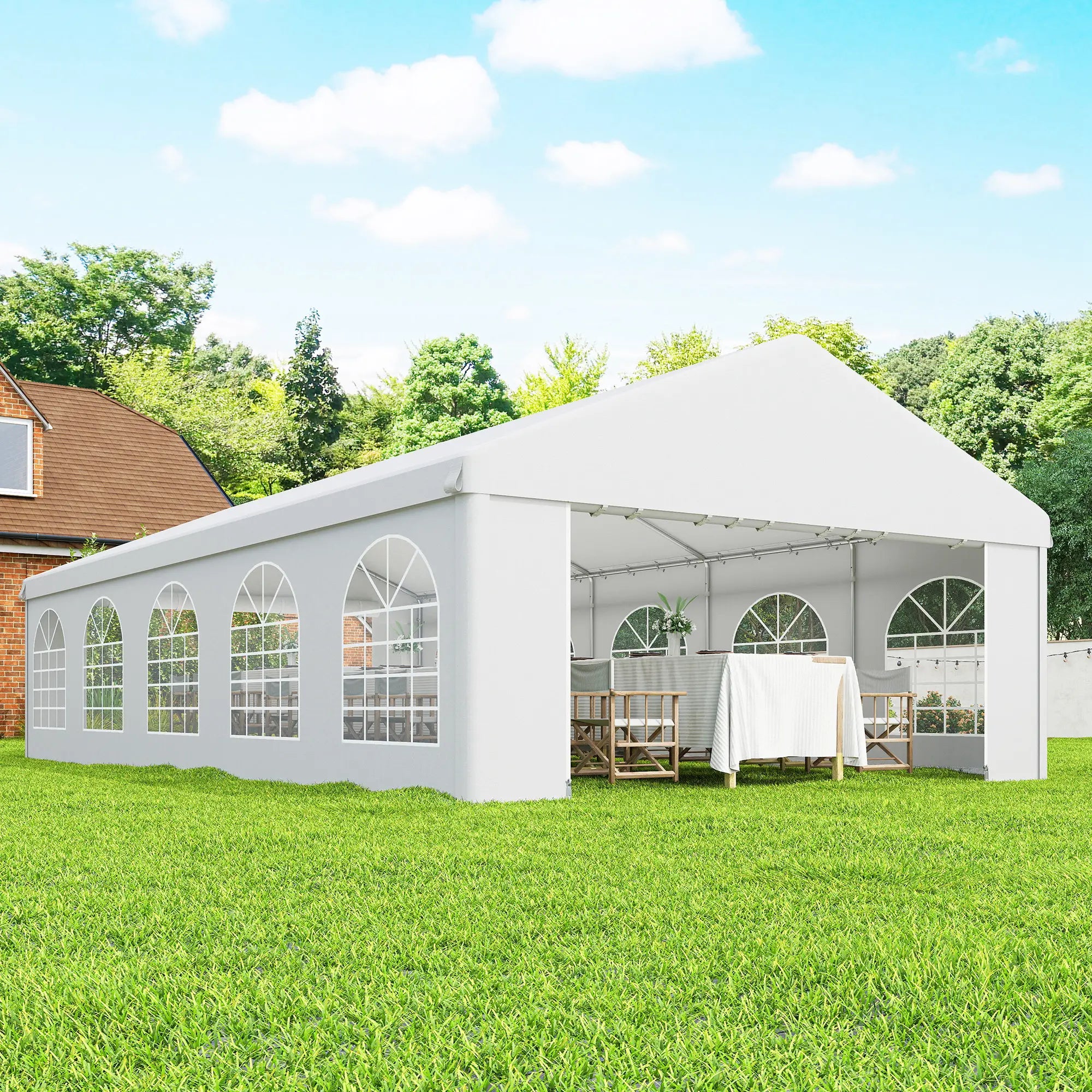 16'x32' Heavy Duty Party Tent, Portable Garage Canopy, White Canopy Tents at Gallery Canada