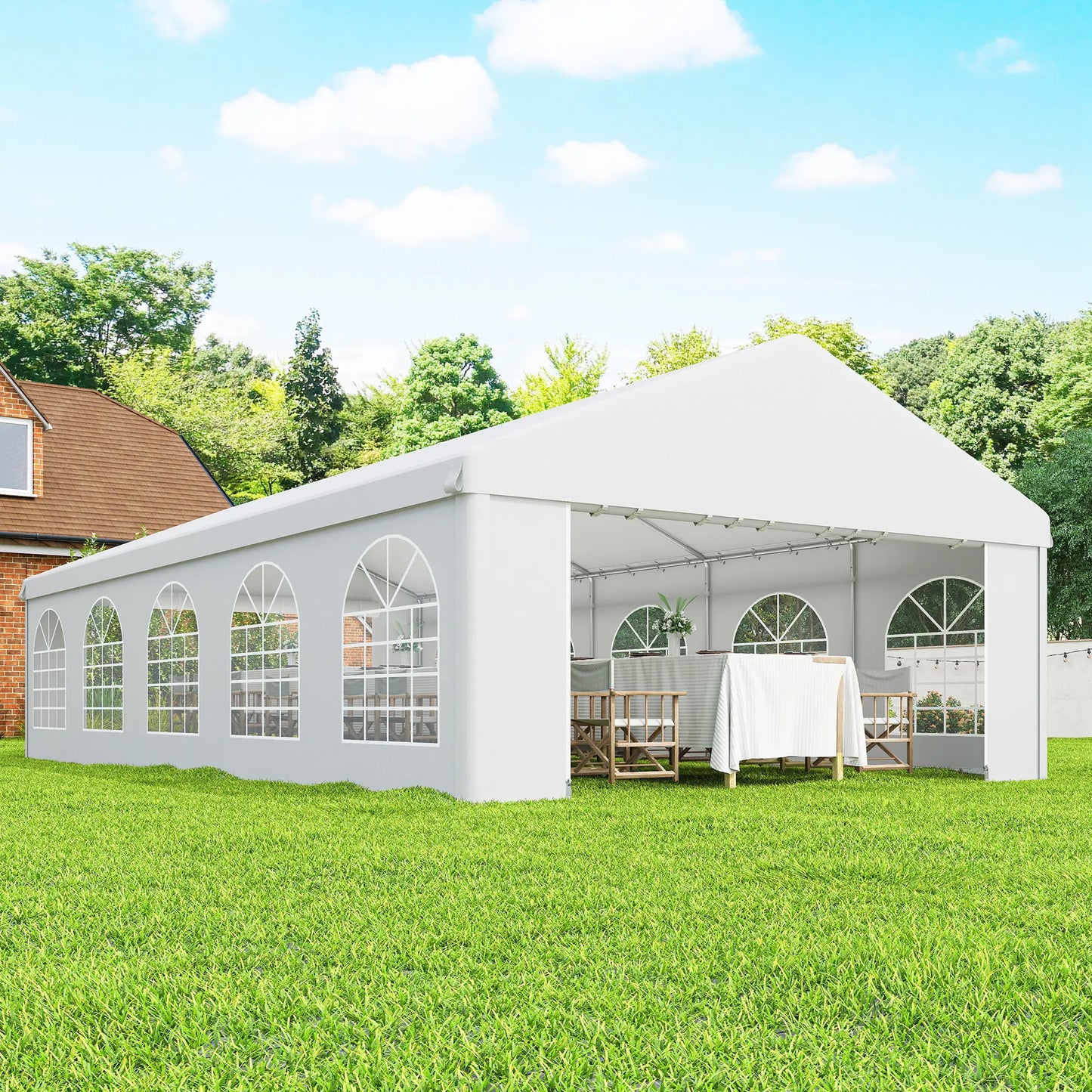 16'x32' Heavy Duty Party Tent, Portable Garage Canopy, White Canopy Tents at Gallery Canada