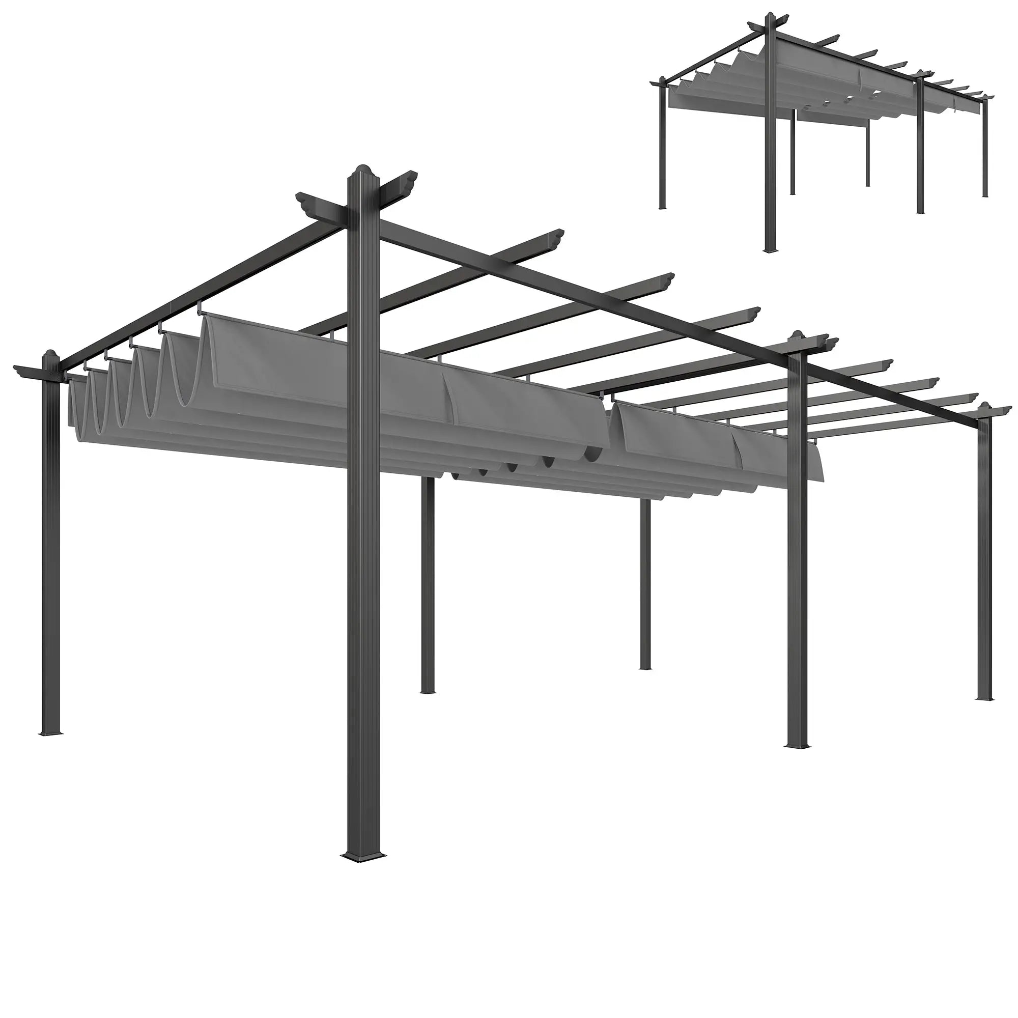 Retractable Pergola Canopy, 11.7' x 19.6', Aluminum, For Grill Patio Garden Deck Pergolas Light Grey at Gallery Canada