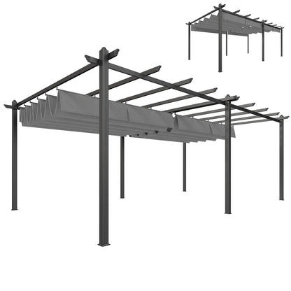 Retractable Pergola Canopy, 11.7' x 19.6', Aluminum, For Grill Patio Garden Deck Pergolas Light Grey at Gallery Canada