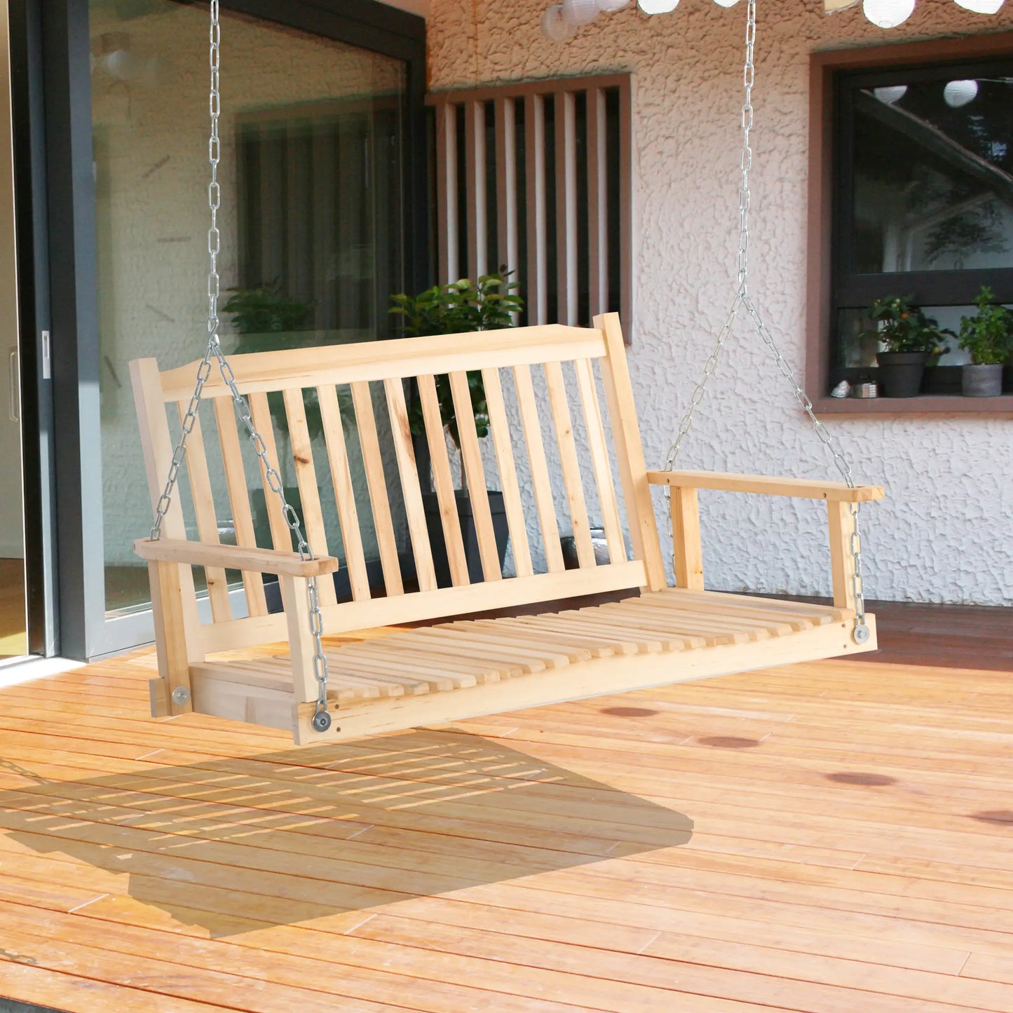 2-Person Porch Swing Bench, Adjustable Hanging Chains, Natural Hanging Porch Swings at Gallery Canada