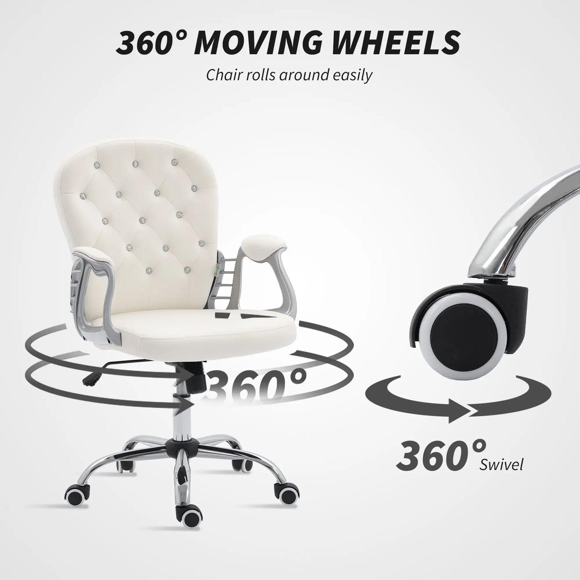 Office Chair, Adjustable Height, Tufted Back, Cream White Task Chairs at Gallery Canada