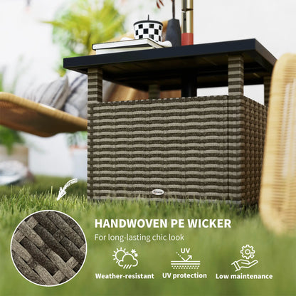 22 Square Steel Rattan Table, Umbrella Hole, Outdoor Patio, Mixed-Grey Patio Dinning Tables at Gallery Canada