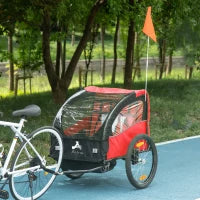 2 Seat Bike Trailer for Kids, Baby Stroller with Storage Bag, 5 Point Harness, Bicycle Trailer with 20" Wheels, Red Kids Bike Trailers at Gallery Canada