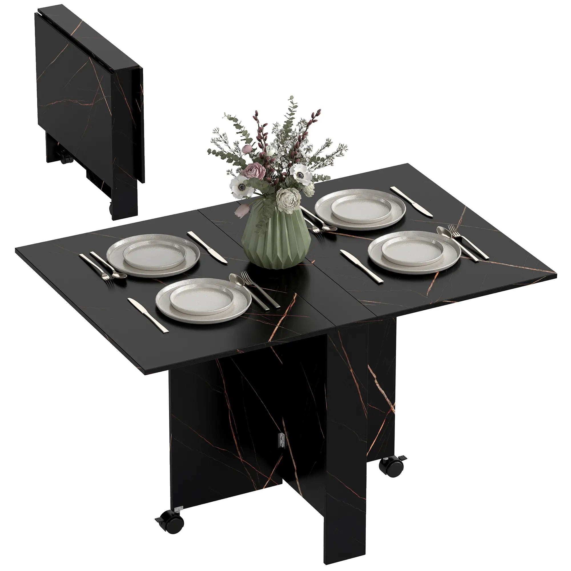 Foldable Drop Leaf Dining Table, 2 Wheels, Kitchen Desk Bar Tables & Dining Tables at Gallery Canada