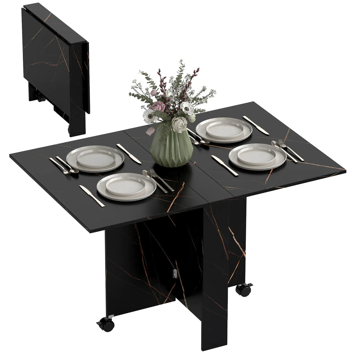 Foldable Drop Leaf Dining Table, 2 Wheels, Kitchen Desk Bar Tables & Dining Tables at Gallery Canada