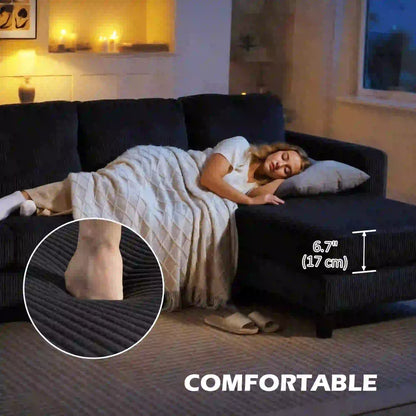 L Shaped Couch with Chaise Lounge, Spring Cushion, Charcoal Grey 3-Seater Sofas at Gallery Canada