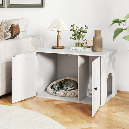Hidden Cat Litter Box Enclosure With Divider, White Cat Houses at Gallery Canada