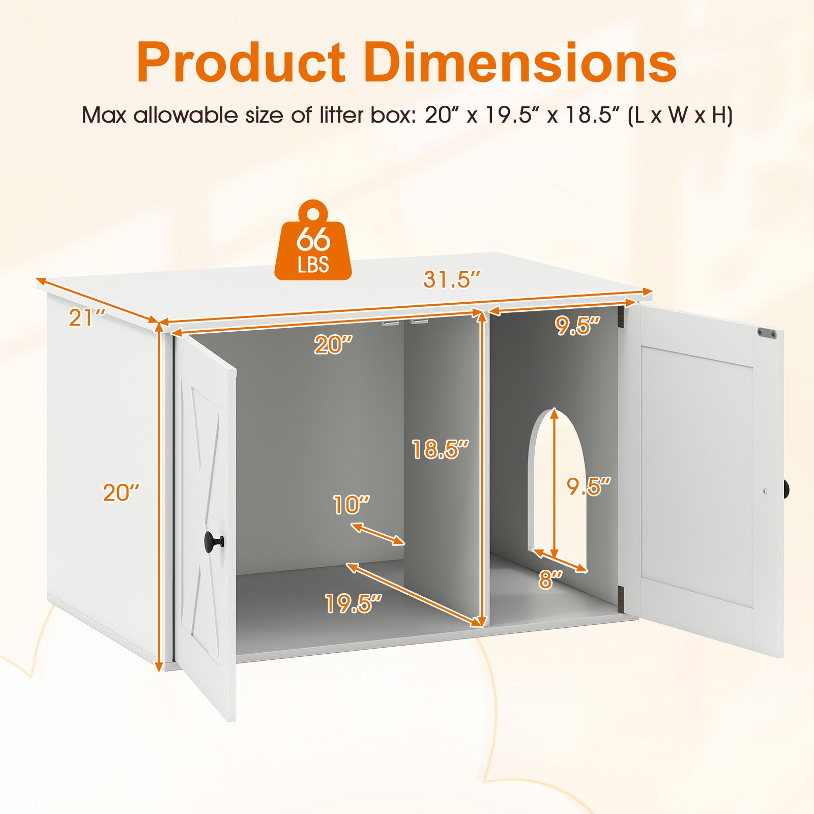 Hidden Cat Litter Box Enclosure With Divider, White Cat Houses at Gallery Canada