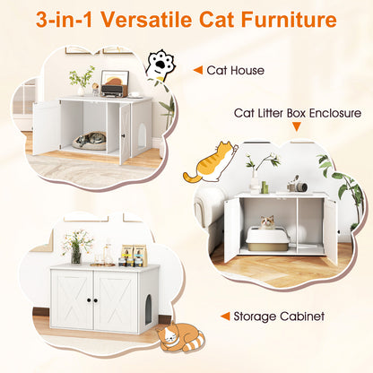 Hidden Cat Litter Box Enclosure With Divider, White Cat Houses at Gallery Canada