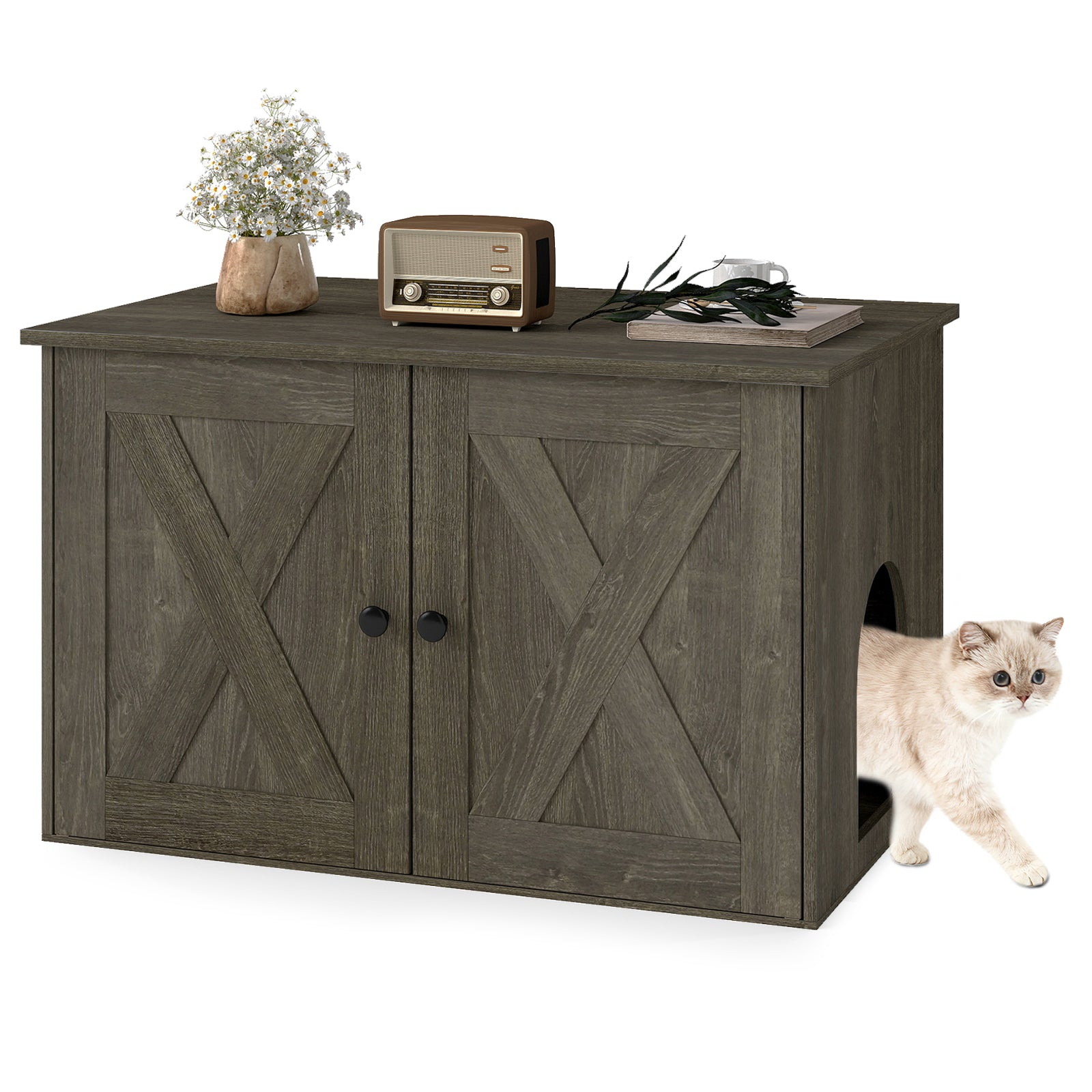 Hidden Cat Litter Box Enclosure, Oak Cat Houses Oak at Gallery Canada