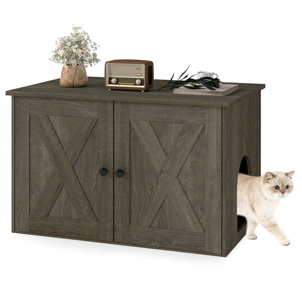 Hidden Cat Litter Box Enclosure, Oak Cat Houses at Gallery Canada