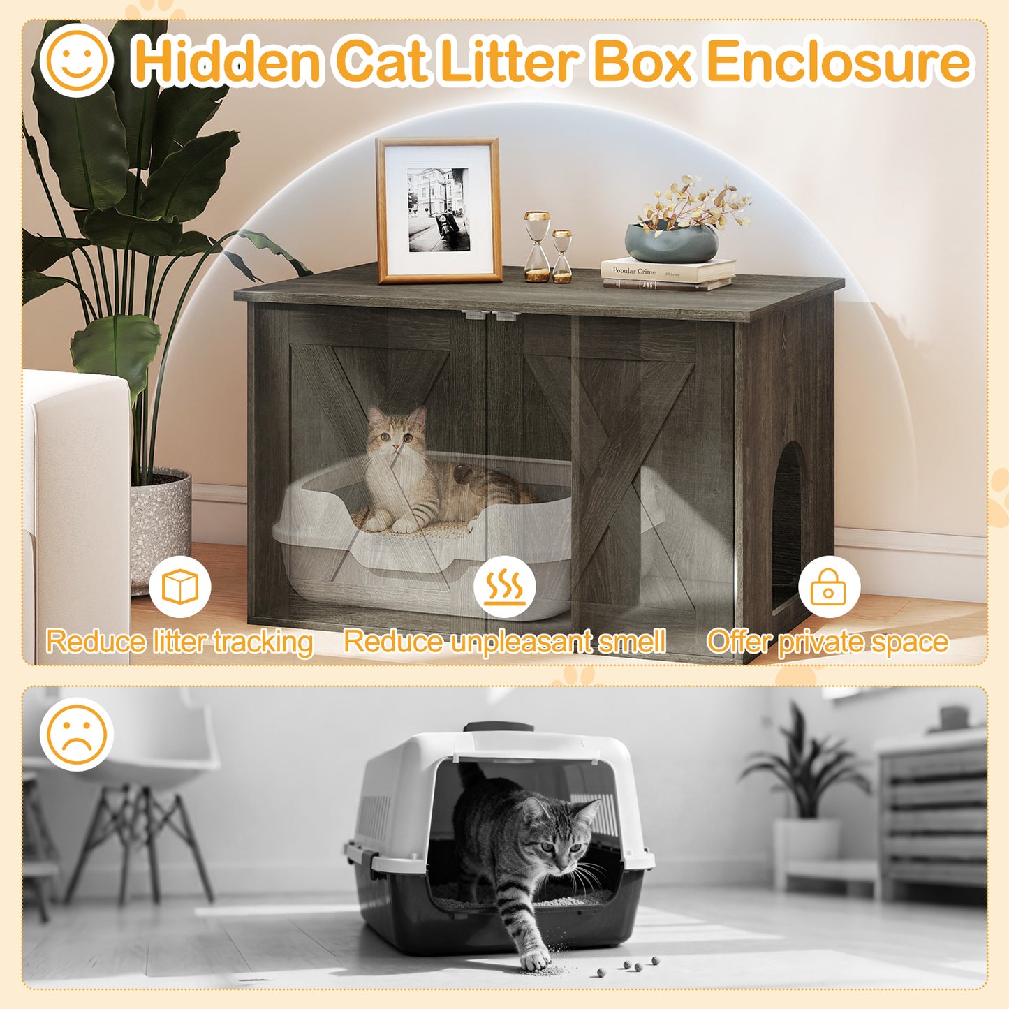 Hidden Cat Litter Box Enclosure, Oak Cat Houses at Gallery Canada